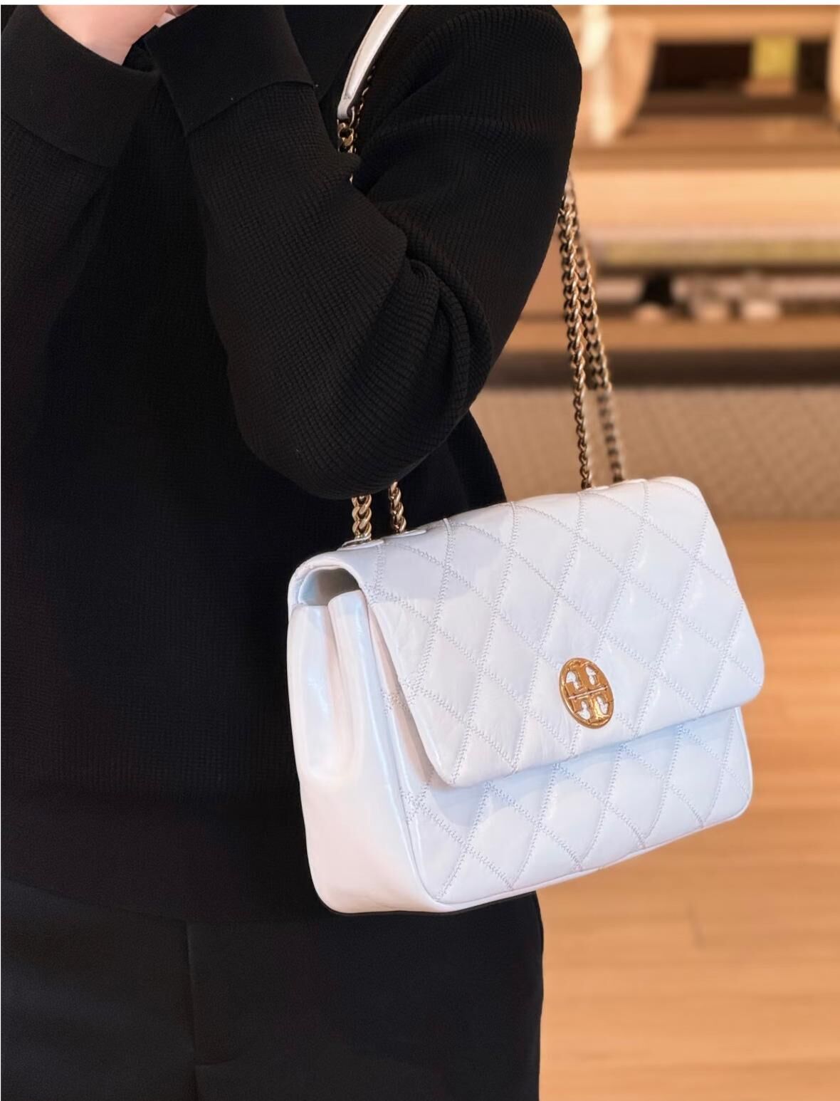 【預購】Tory Burch H0615208 白色Willa大號單肩包