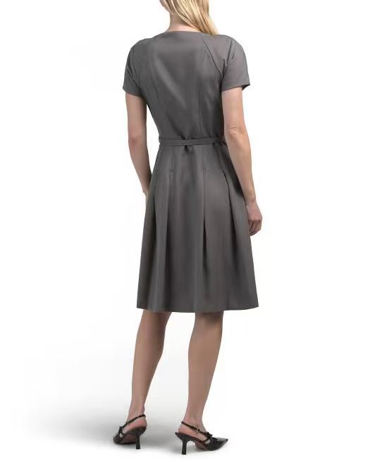 【預購】H061606 CALVIN KLEIN 雙排扣連身裙 (深灰色)