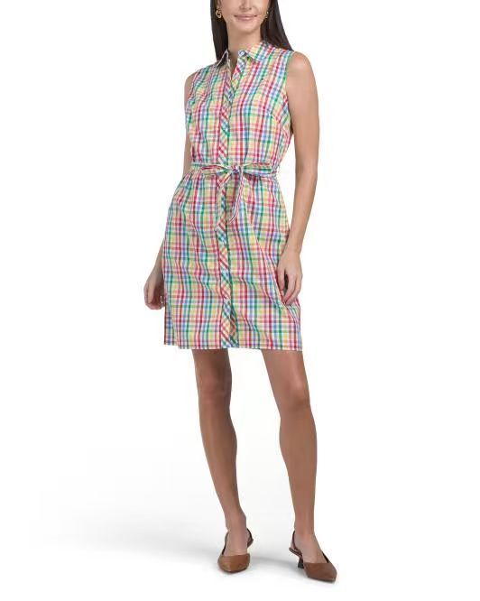 【預購】H061620 TOMMY HILFIGER 格紋純棉繫帶連身裙 (彩虹格紋)