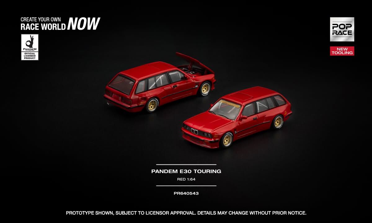 預訂:1/64 POP RACE PANDEM E30 TOURING - RED (PR640543)