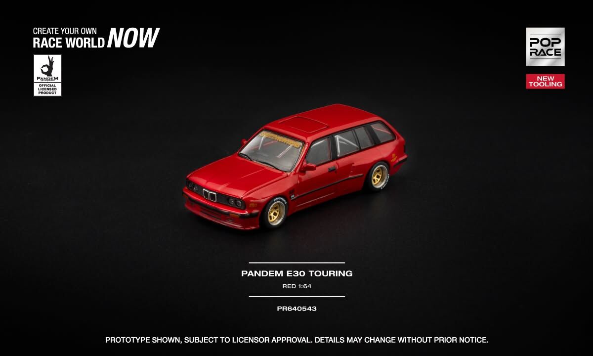 預訂:1/64 POP RACE PANDEM E30 TOURING - RED (PR640543)