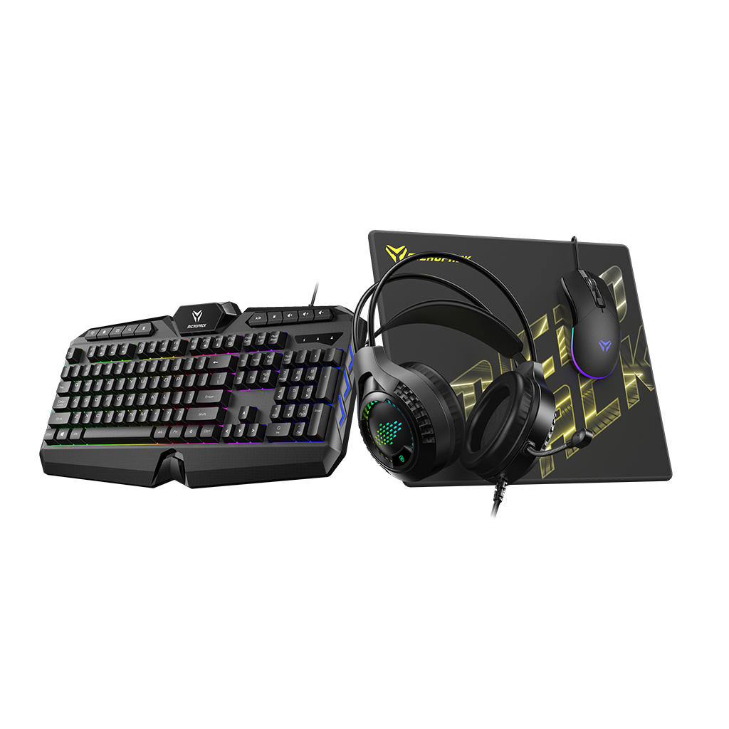 Micropack Athene Gaming Keyboard, Mouse, Mousepad, and Headset Combo GC-401-EN-BK