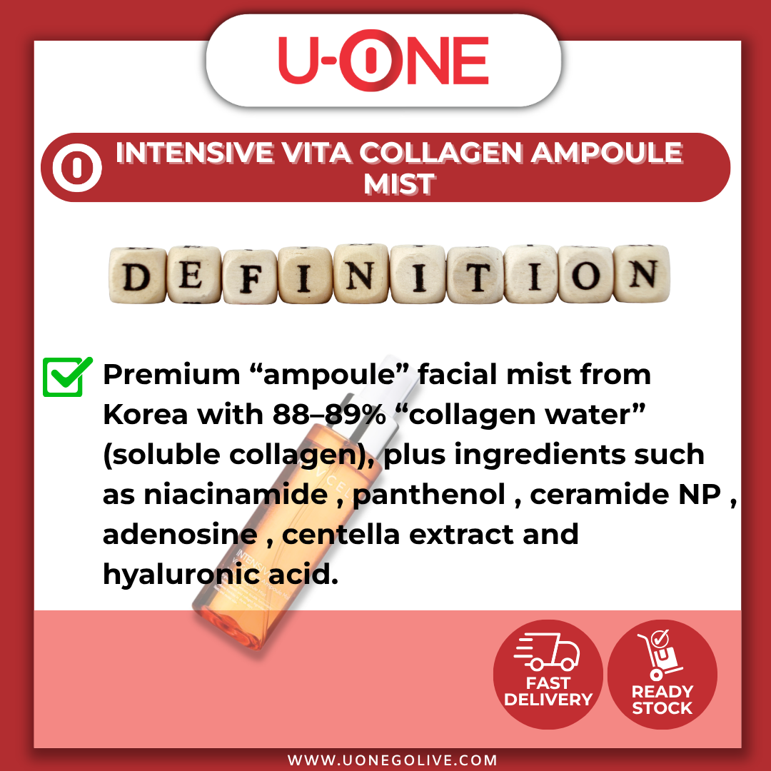 U-ONE | Korea | Revcell| Intensive Vita Collagen Ampoule Mist | 100ml