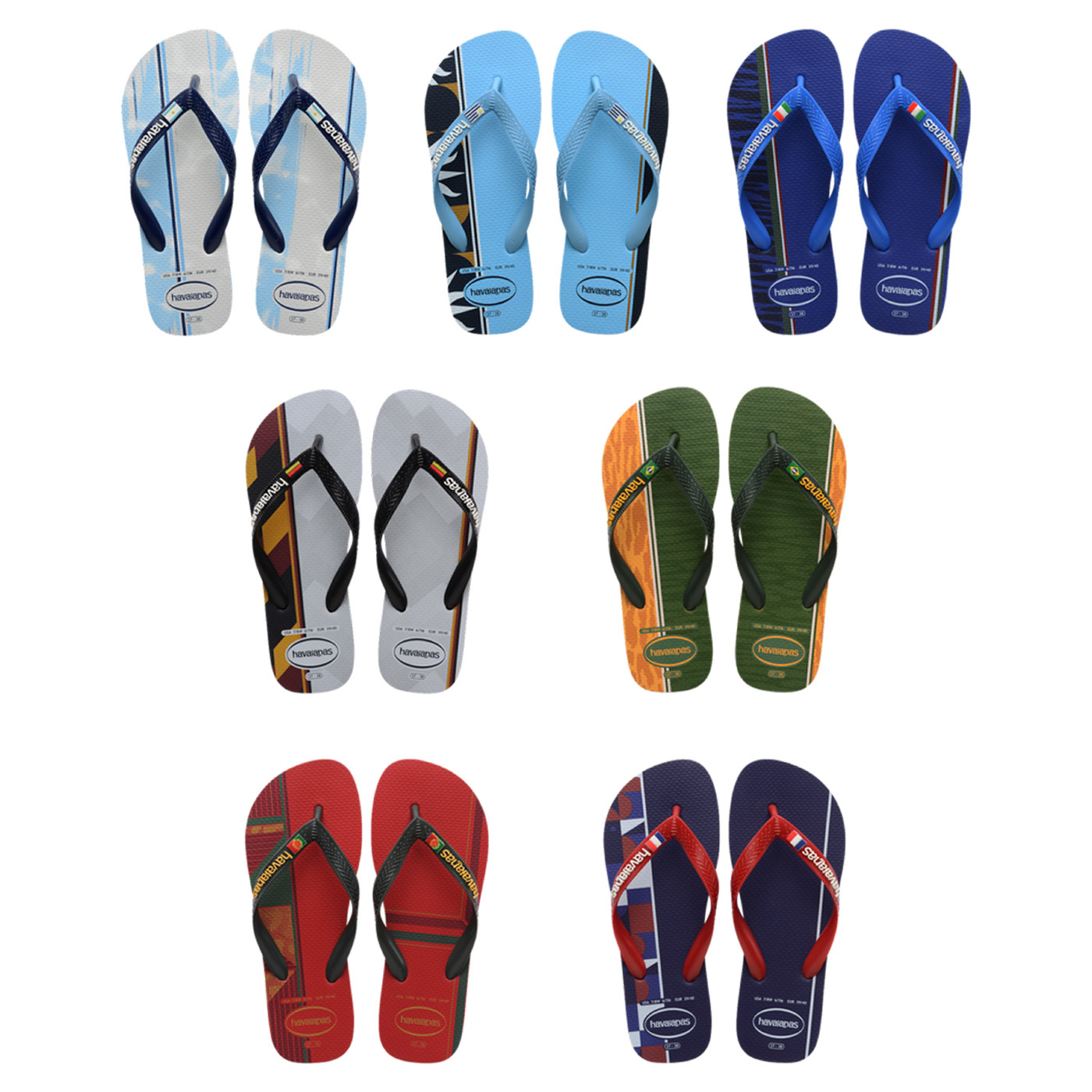 哈瓦仕 HAVAIANAS TOP NATIONS 阿根廷 德國 巴西 法國 烏拉圭 葡萄牙 義大利 國旗 國家隊 防水 防滑 夾腳 人字拖 拖鞋【4150477】ADFIFA