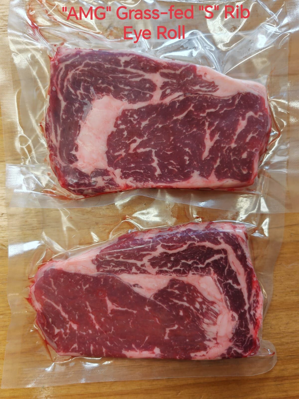 澳洲AMG草飼肉眼加工抽真空 ，每塊約 200g~250g (急凍 -18°C)