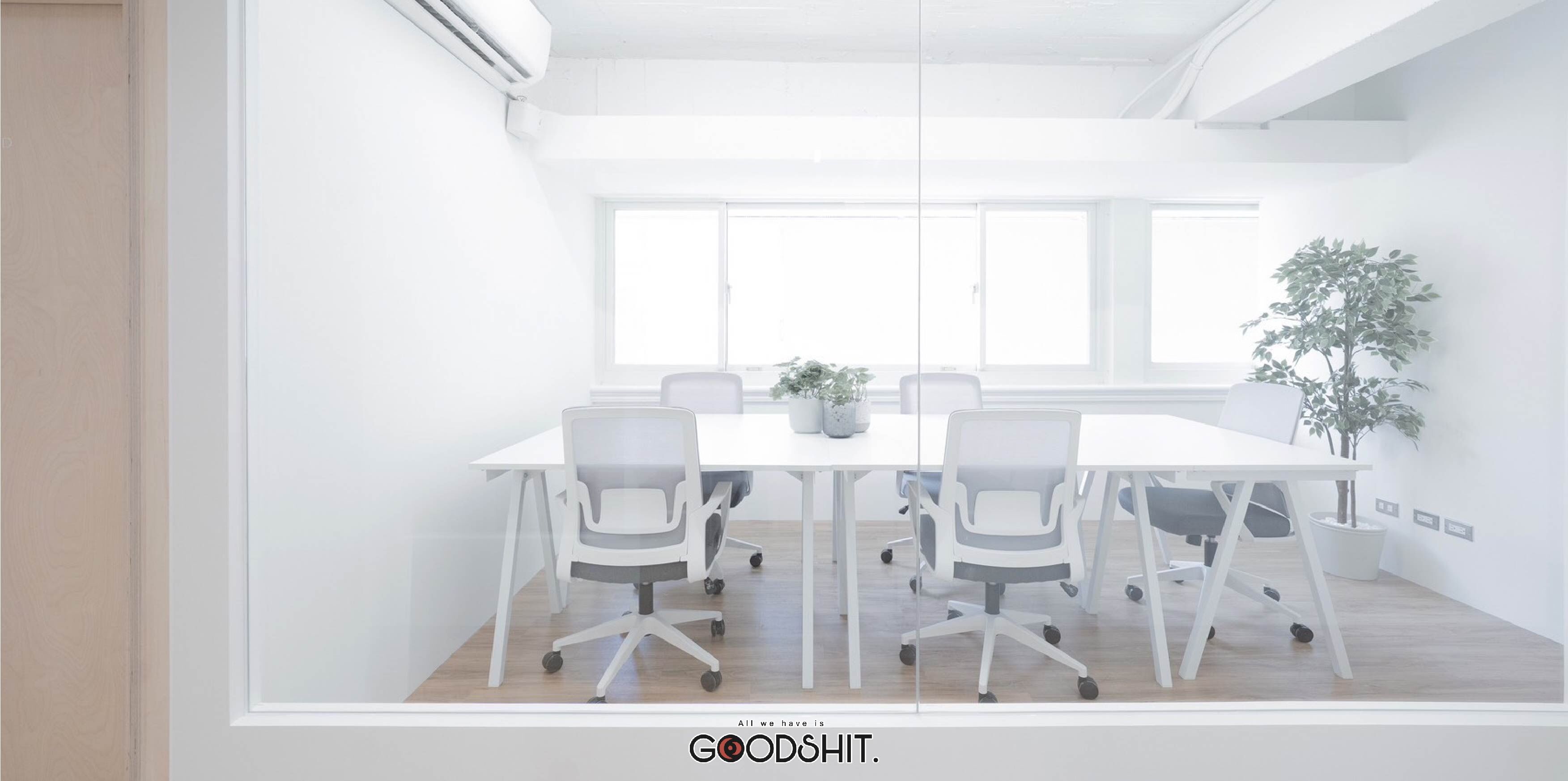 GOODSHIT,杉希空間規劃,辦公家具,杉希空間規劃案例,極簡風格,玻璃隔間,質感白色辦公桌,專業質感辦公椅,人體工學椅,會議環境