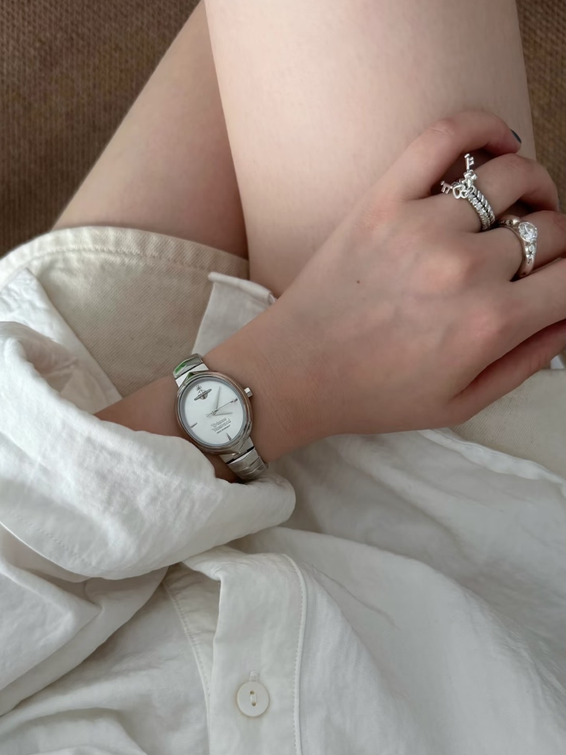 VIVIENNE WESTWOOD 西太后 ARMOUR WATCH 盔甲 蛇骨腕錶 白銀色