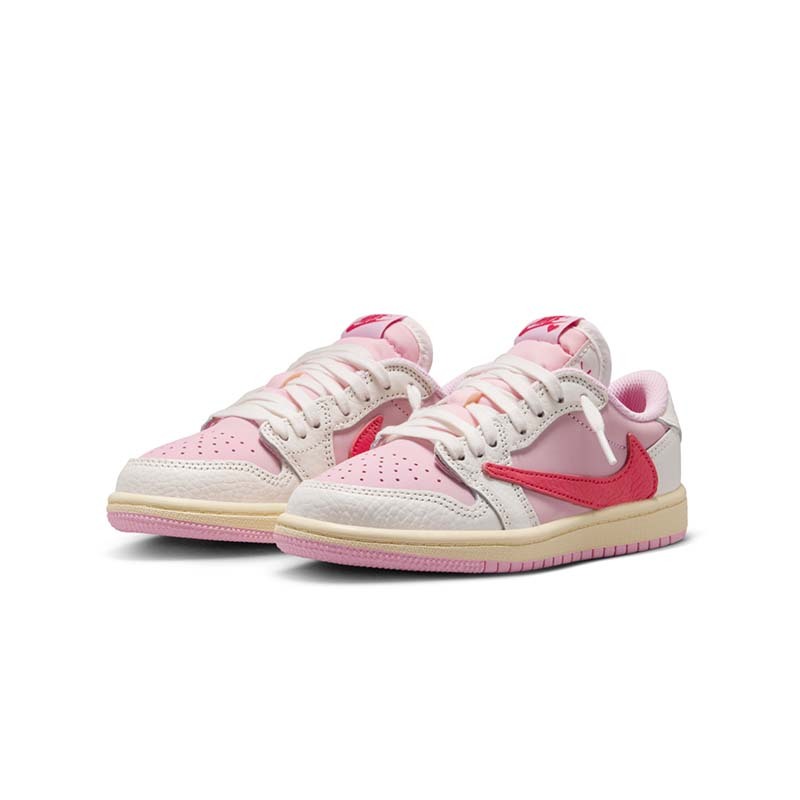 Travis Scott x Air Jordan 1 Low OG "Tropical Pink" PS 聯名款 倒鉤 米白粉色 中童 IQ7605-101 [台灣現貨]