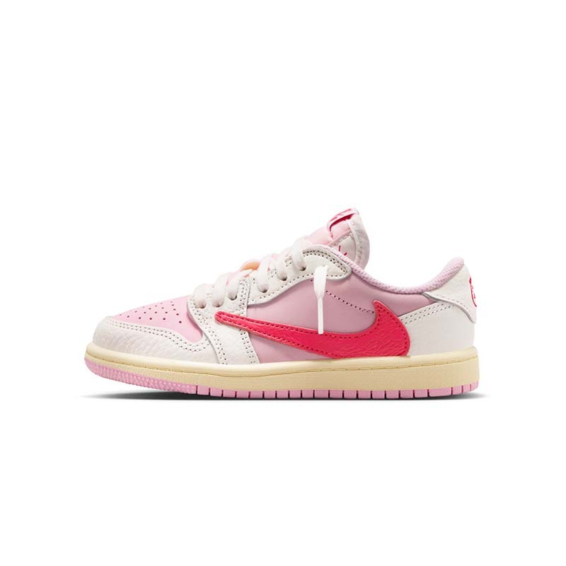 Travis Scott x Air Jordan 1 Low OG "Tropical Pink" PS 聯名款 倒鉤 米白粉色 中童 IQ7605-101 [台灣現貨]