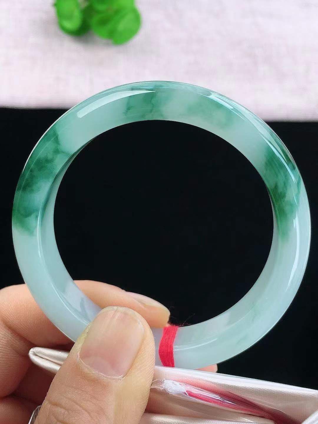 655857 53.3mm冰飄花正圈翡翠手鐲 (52-54)