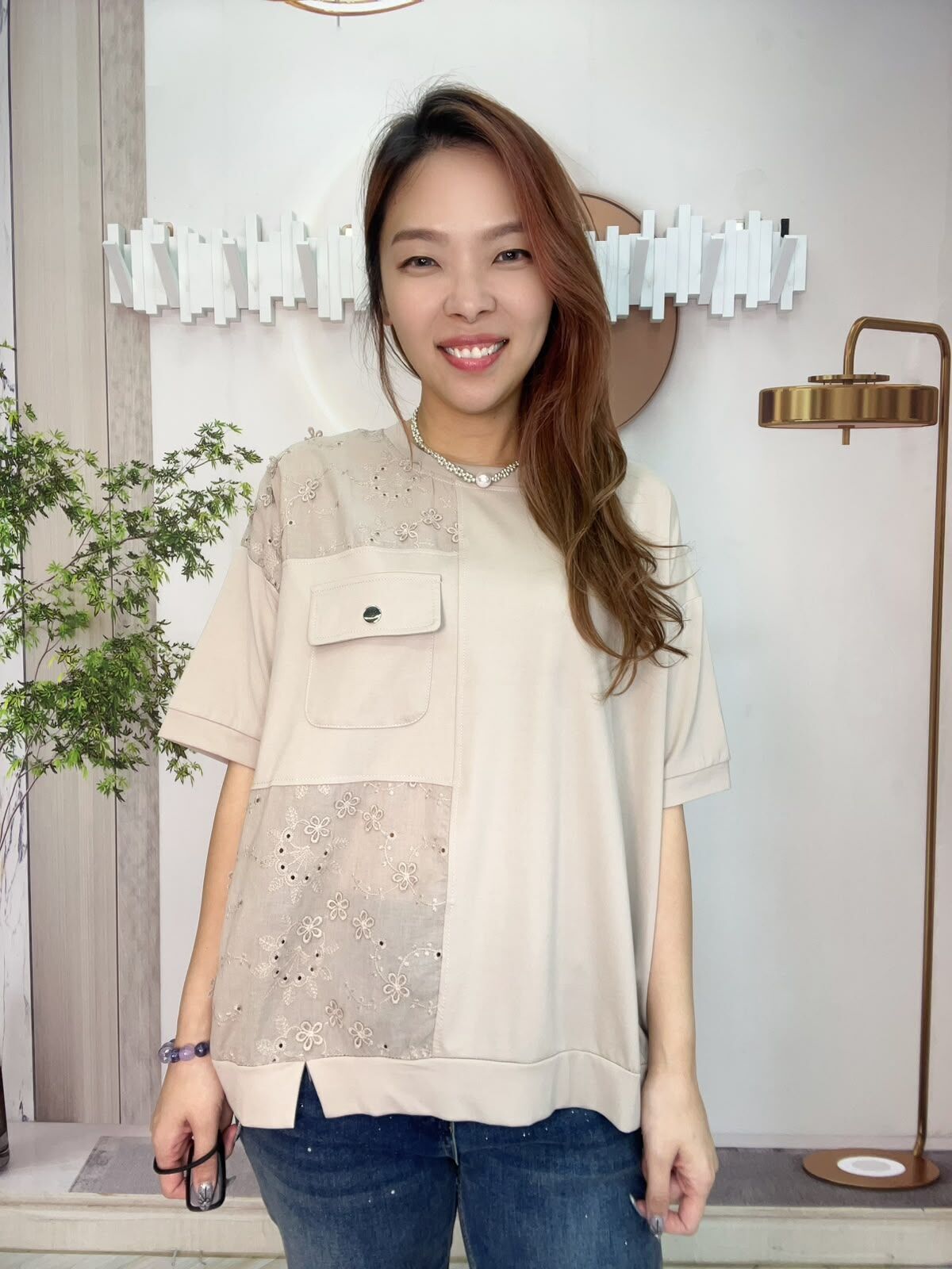 Mar 拼Lace 花 top~172B