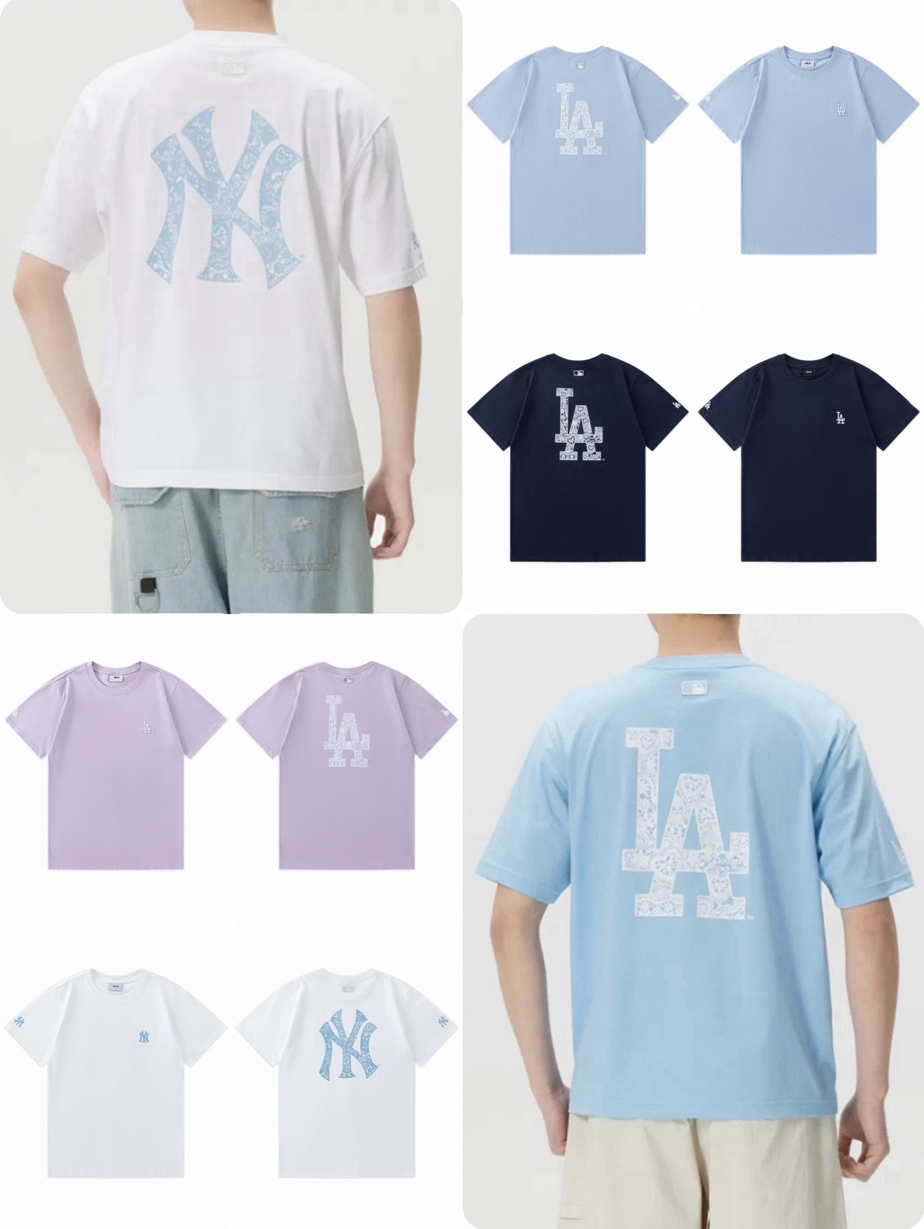 原單MLB柔和色系印花短袖Tee- 26312138