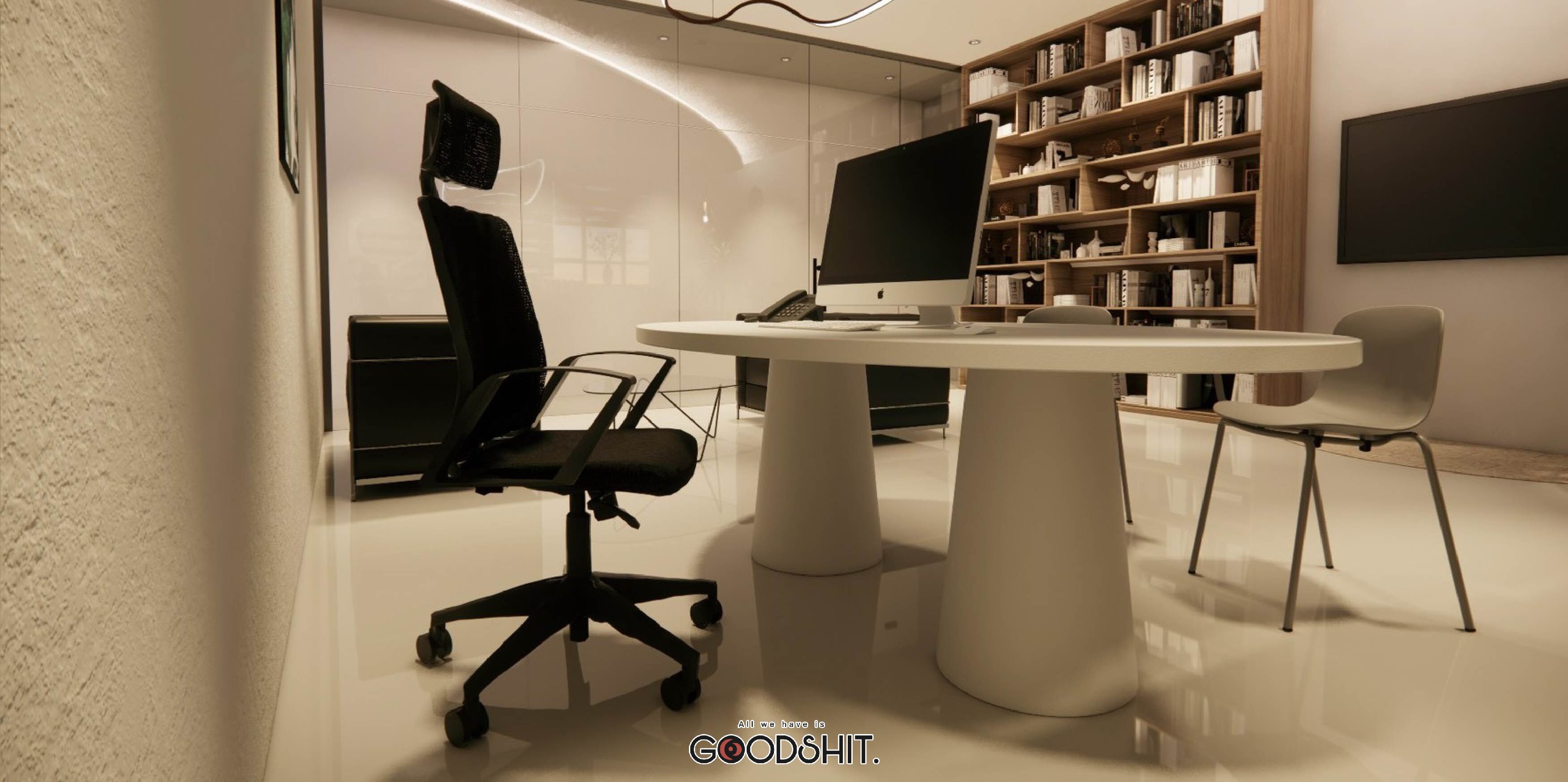 GOODSHIT,杉希空間規劃,辦公家具,杉希空間規劃案例,現代質感空間風格,主管座位特寫,Saman沙曼辦公桌,高效能辦公椅,人體工學椅,商業空間規劃