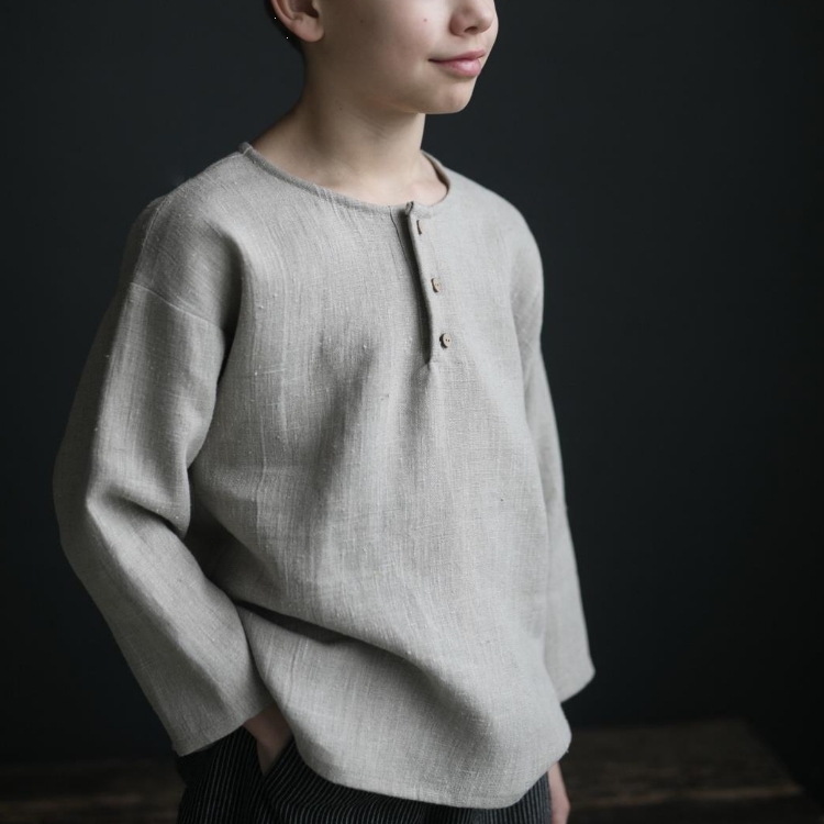(預購)ALL THE BEAUTIFUL LINEN 前開釦圓領長袖上衣 HENLEY SHIRT (NEW)