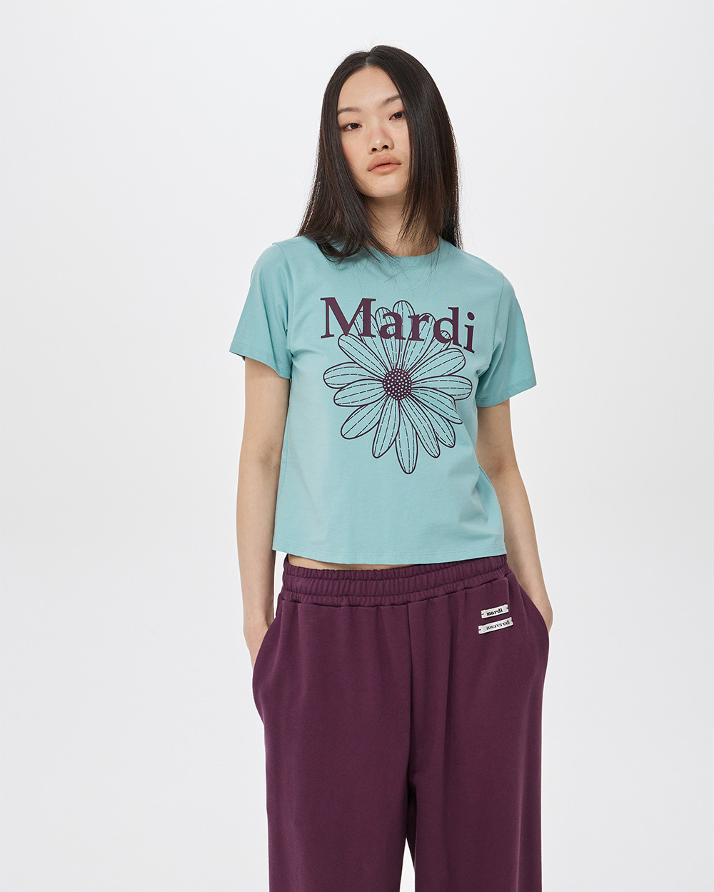 Mardi Mercredi | SLIM TSHIRT FLOWERMARDI_MINT PLUM