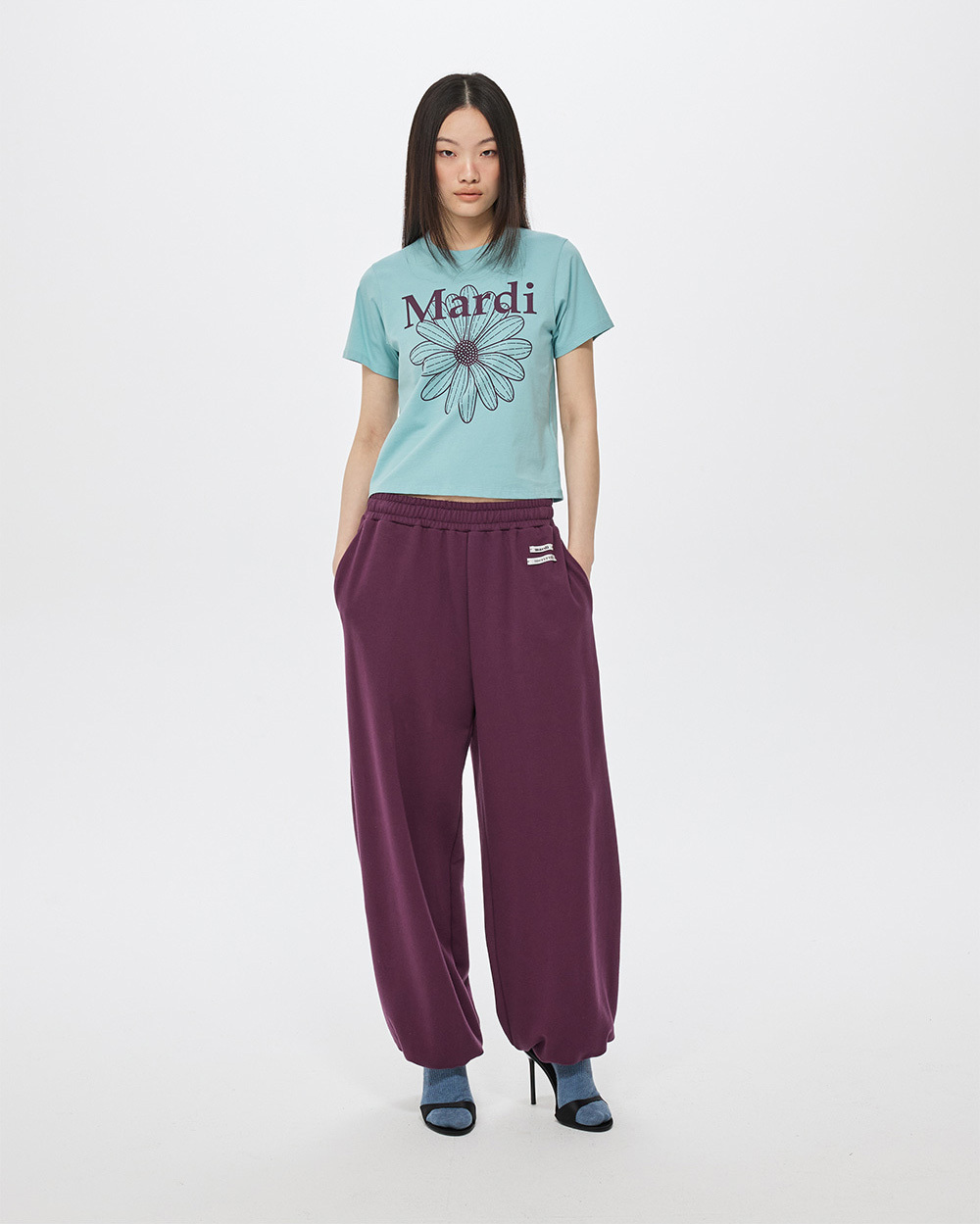 Mardi Mercredi | SLIM TSHIRT FLOWERMARDI_MINT PLUM