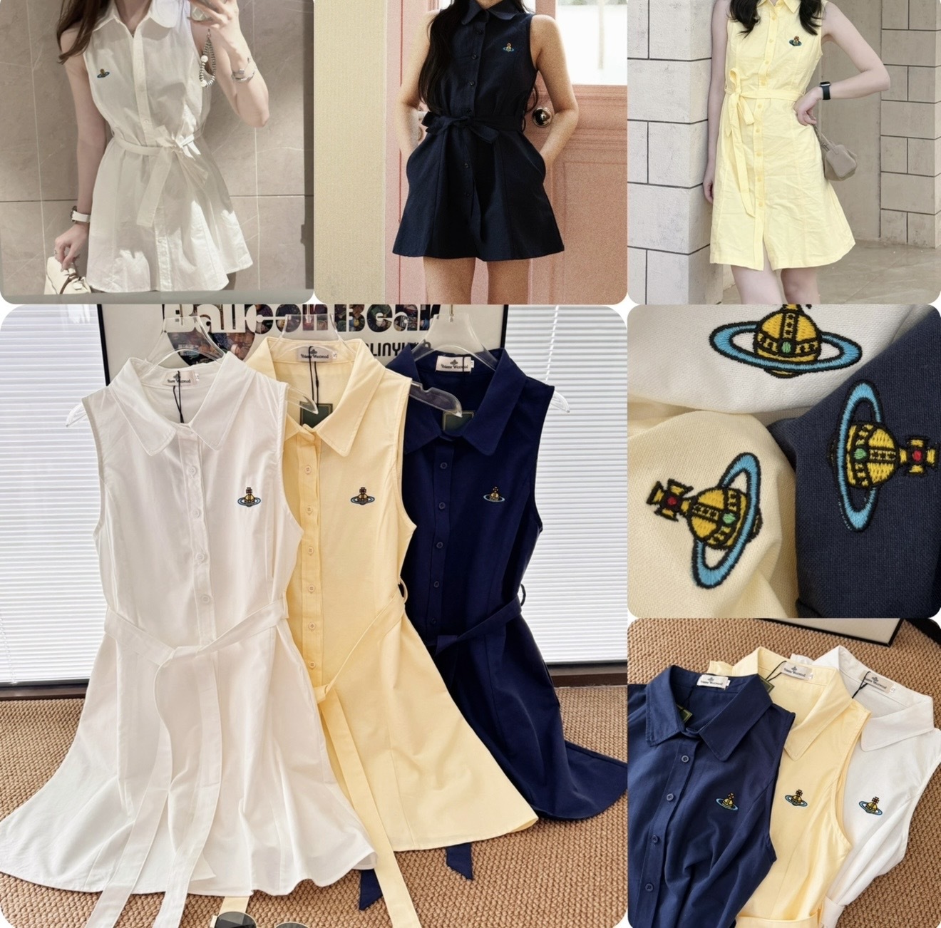Viv*ienne Wes*twood 刺繡Logo反領連衣裙- 26311131