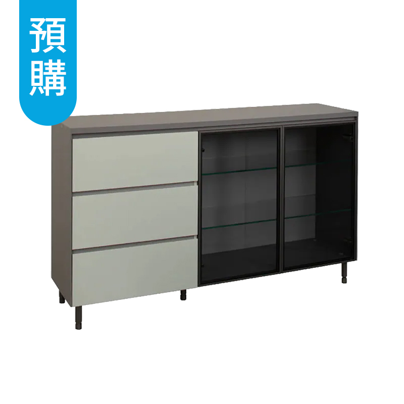 雙玻璃門三抽餐櫃