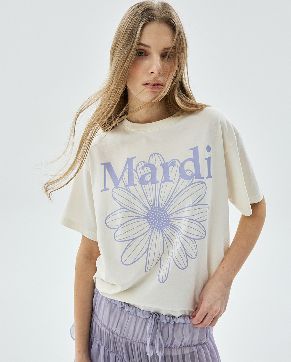 Mardi Mercredi | TSHIRT FLOWERMARDI_CREAM LIGHTPURPLE