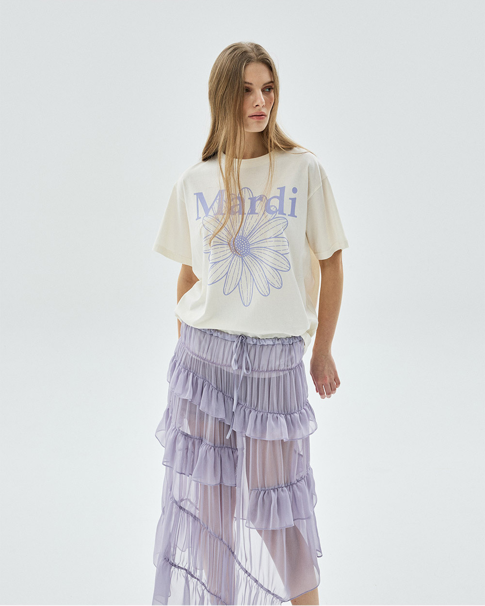 Mardi Mercredi | TSHIRT FLOWERMARDI_CREAM LIGHTPURPLE