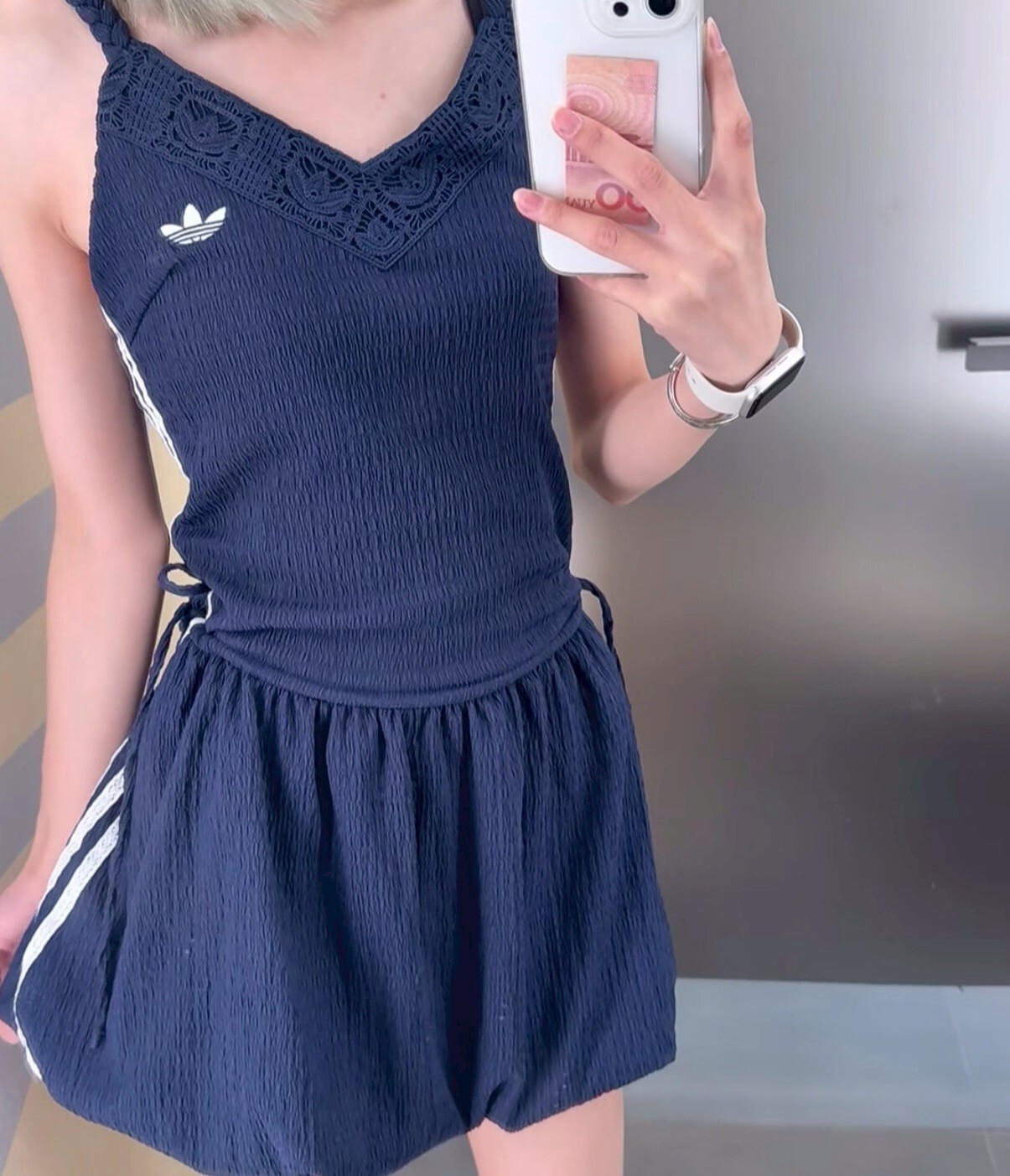 【Luxury】 ADIDAS ORIGINALS 新款愛迪達南洋風洋裝 度假風蕾絲拼接吊帶連身裙 女款 KX0725 KX0726 連衣裙 兩色可選 細肩 小可愛