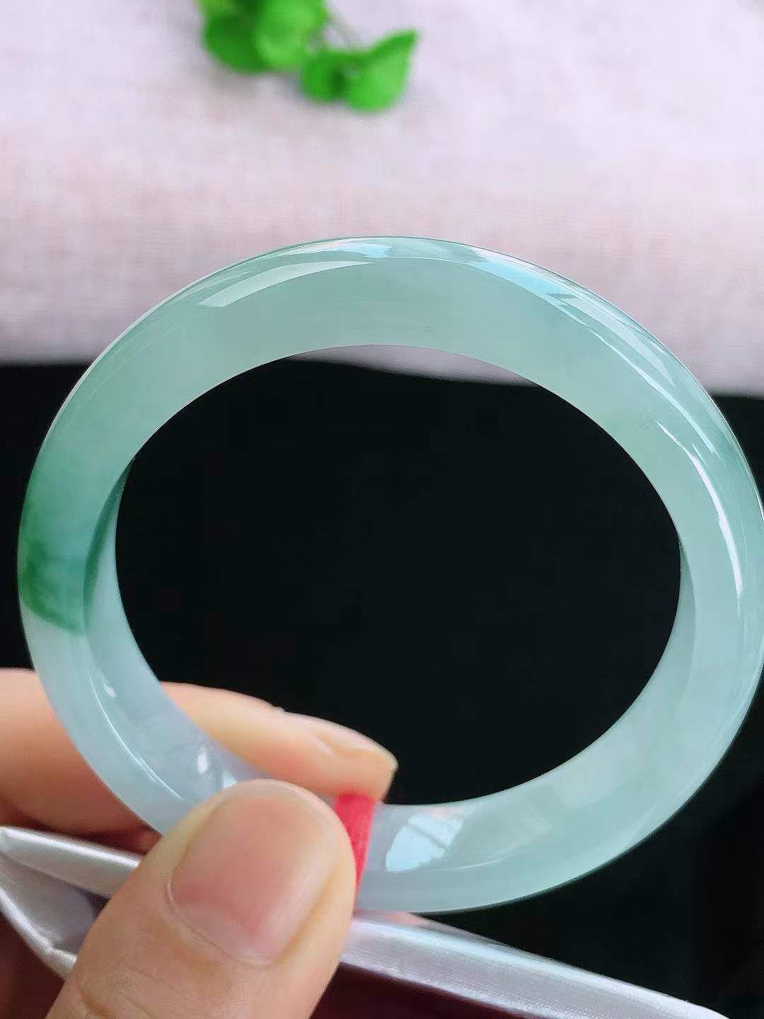 655860 53mm冰飄花正圈翡翠手鐲 (52-54)