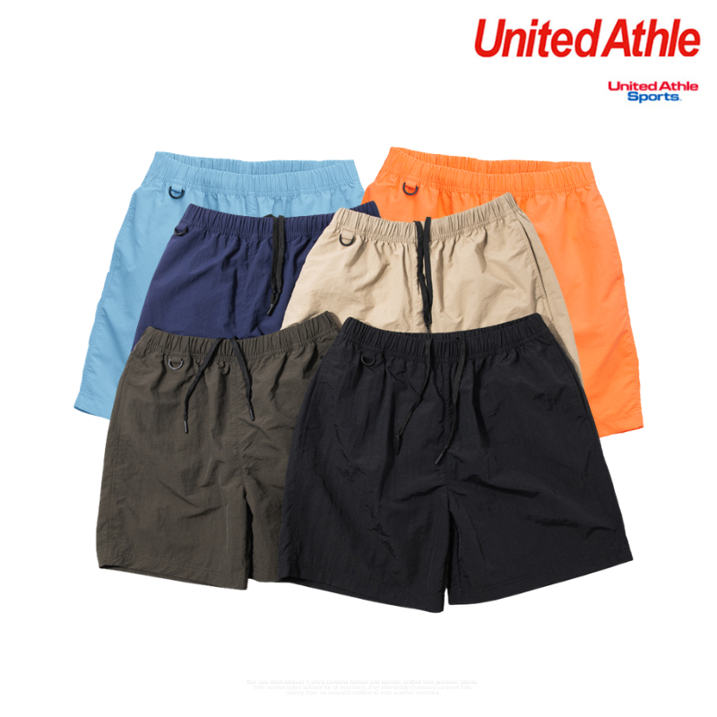 日本授權 United Athle 1880-01 機能抽繩尼龍 拉鍊短褲