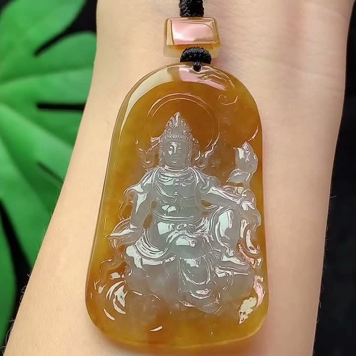 翡翠黃翡自在觀音,天然翡翠A玉, 緬甸玉, Jade, Jadeite
