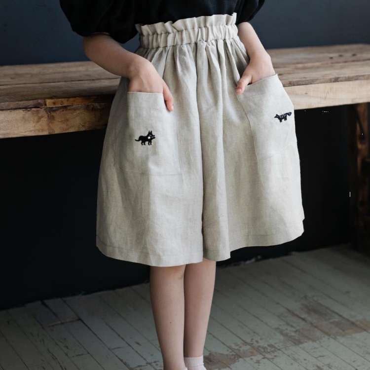 (預購)ALL THE BEAUTIFUL LINEN 花苞邊大口袋膝下長裙 LONG SKIRT (NEW)