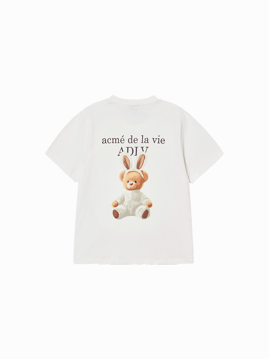 Q25 ADLV WOMAN RABBIT BEAR DOLL LOGO SHORT SLEEVE T-SHIRT - CREAM