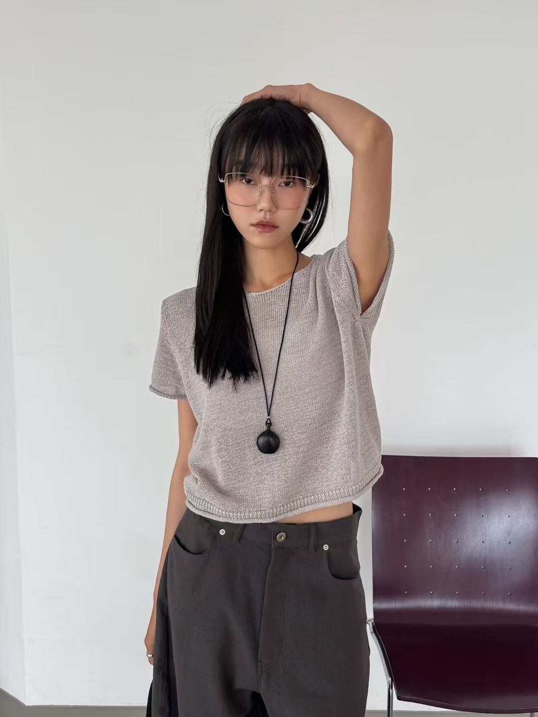 LG2616 Thin Linen Roll Tee