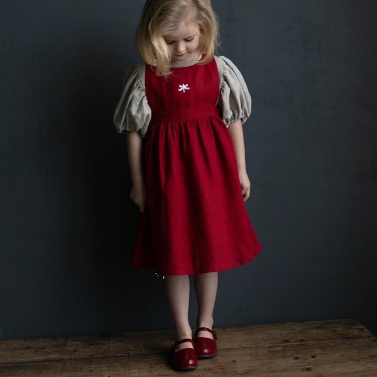(預購)ALL THE BEAUTIFUL LINEN 後背排釦腰側鬆緊無袖洋裝 CLARA PINAFORE (NEW)