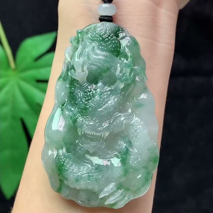 翡翠飄花龍牌,天然翡翠A玉, 緬甸玉, Jade, Jadeite