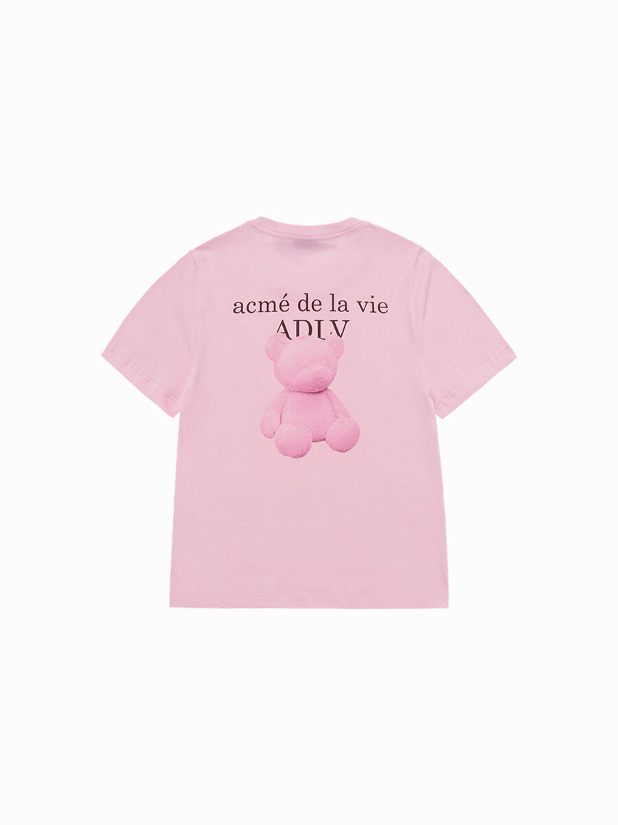 Q30 ADLV WOMAN FUZZY BEAR SHORT SLEEVE T-SHIRT - PINK｜25FW-TP-SS-AW-WFE
