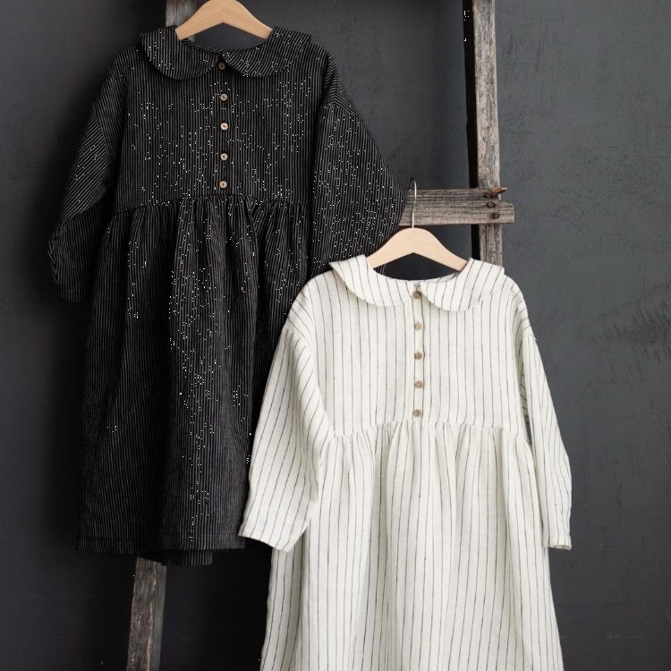 (預購)ALL THE BEAUTIFUL LINEN 小圓領排釦長袖洋裝 PETER PAN DRESS (NEW)