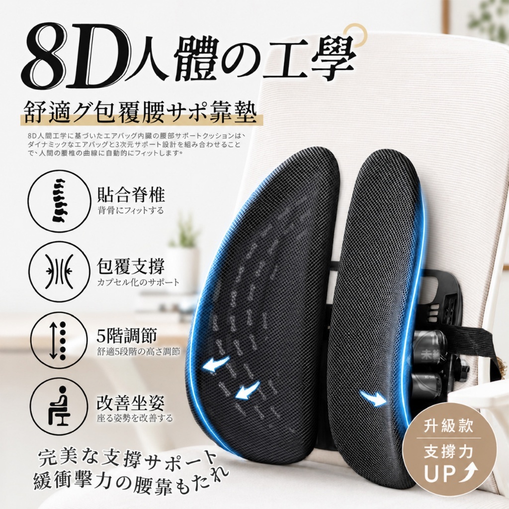 (預購商品) 溫美活 8D人體工學包覆護腰靠墊