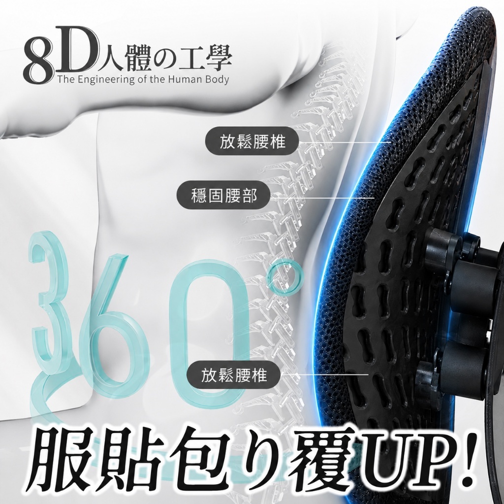 (預購商品) 溫美活 8D人體工學包覆護腰靠墊