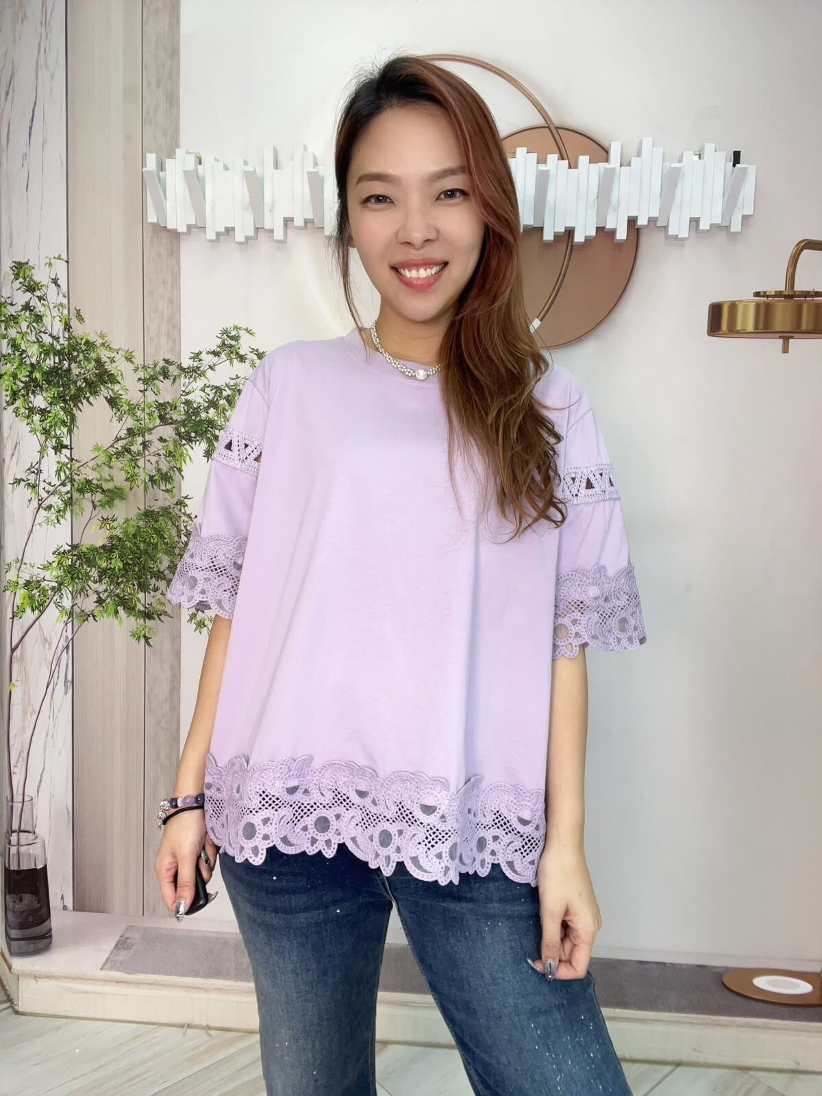 Mar 拼立體lace top~172Z