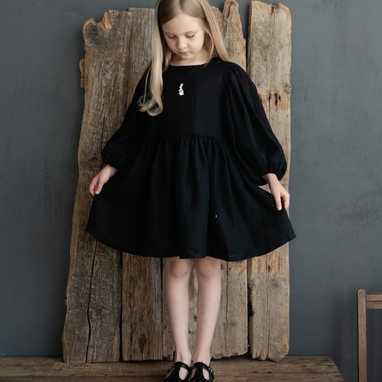 (預購)ALL THE BEAUTIFUL LINEN 後單釦澎澎短袖洋裝 PUFF SLEEVE DRESS (long sleeve) (NEW)