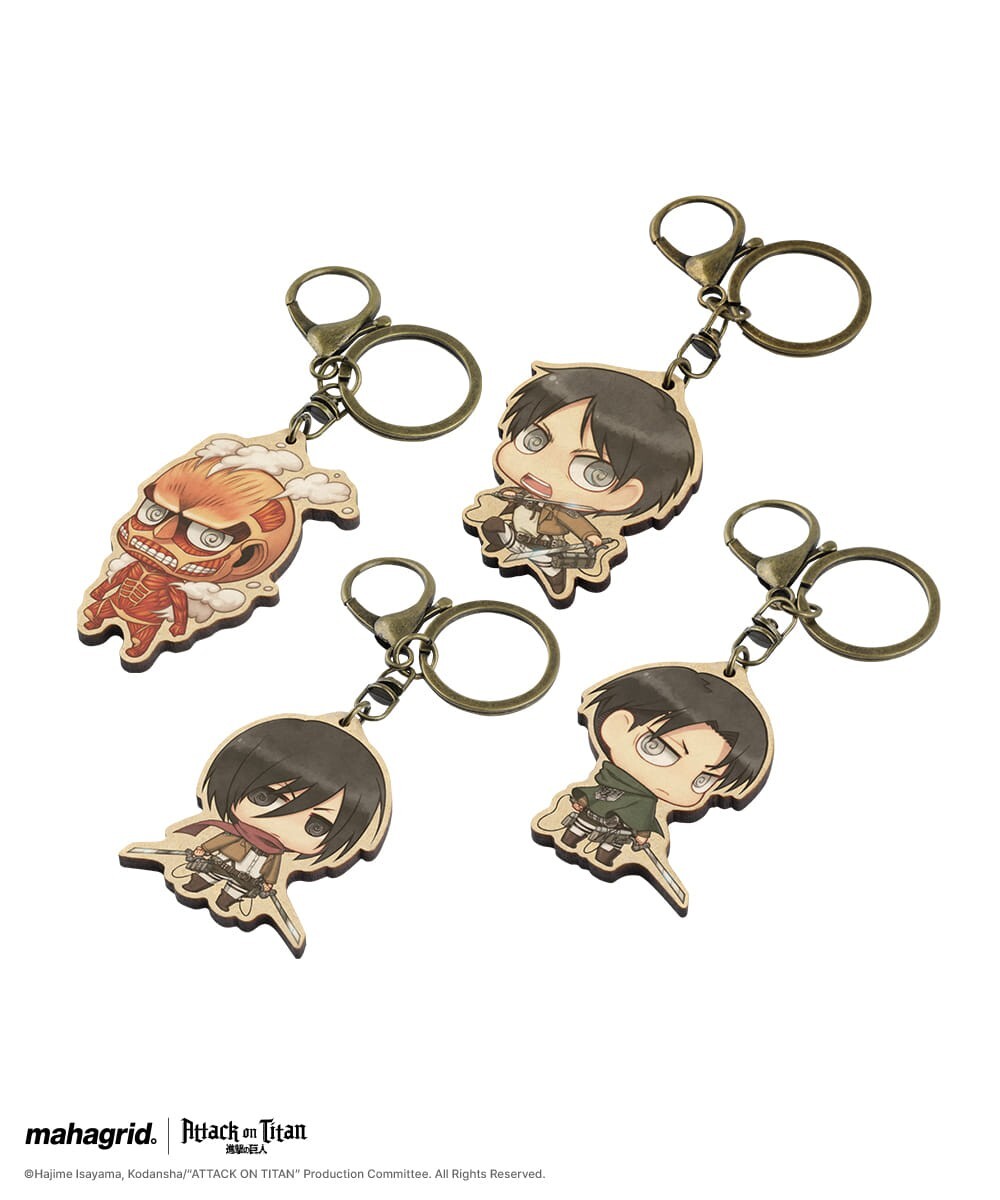 MAHAGRID x Attack on Titan AOT CHARACTER WOOD KEYRING 進擊的巨人 里維 艾連 米卡莎 鑰匙圈