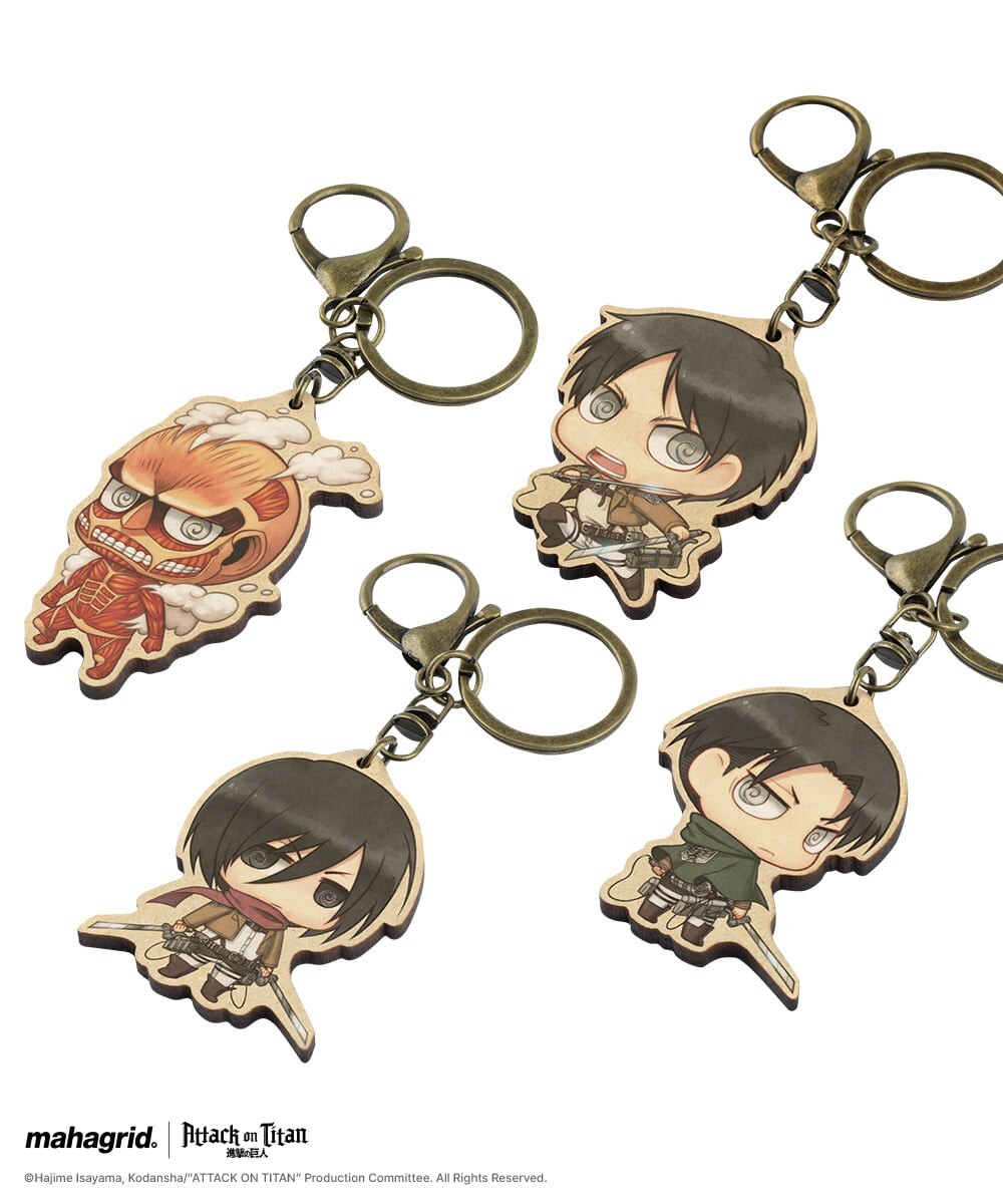 MAHAGRID x Attack on Titan AOT CHARACTER WOOD KEYRING 進擊的巨人 里維 艾連 米卡莎 鑰匙圈