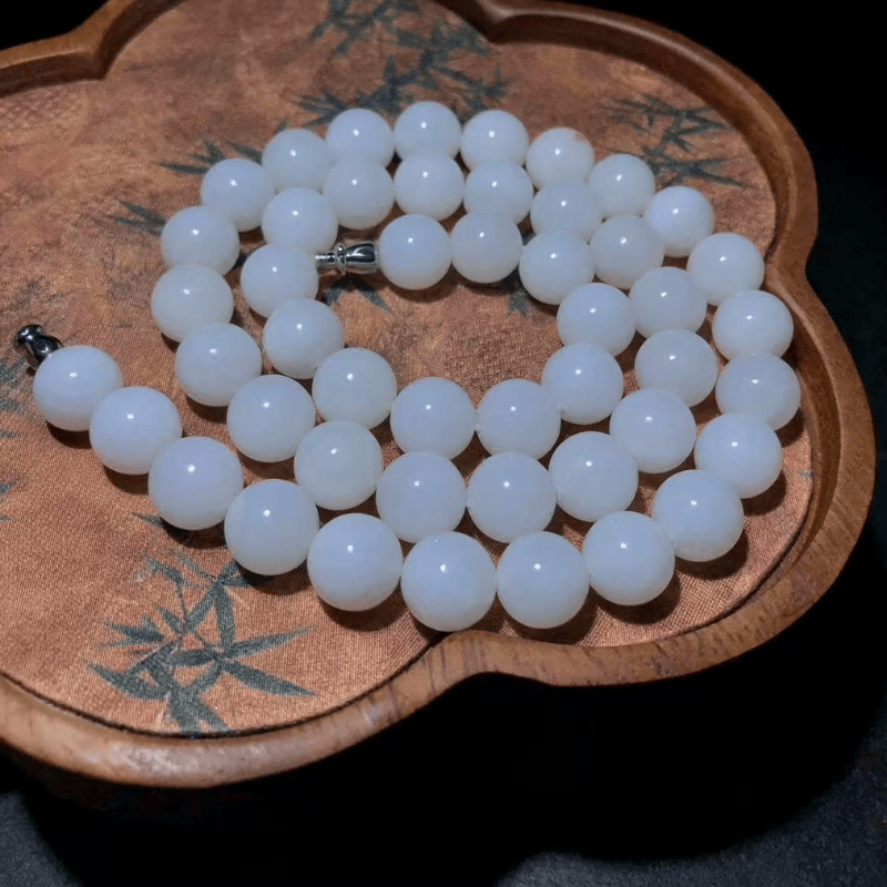 CHN-JJG0617-215 和田玉羊脂白玉項鏈 約10mm,47顆珠 (包盒包證書) (A15)
