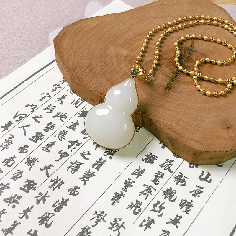 CHN-JJG0617-249 和田玉羊脂白玉18k金全包鑲寶葫蘆吊墜 約12*23*30mm (包盒包證書) (A49)