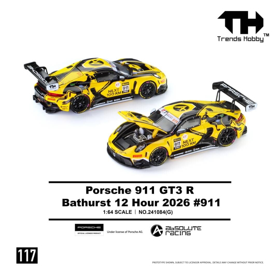 預訂:1/64 Trends Hobby #117 Porsche 911 GT3 R Bathurst 12 Hour 2026 #911 (241084G )
