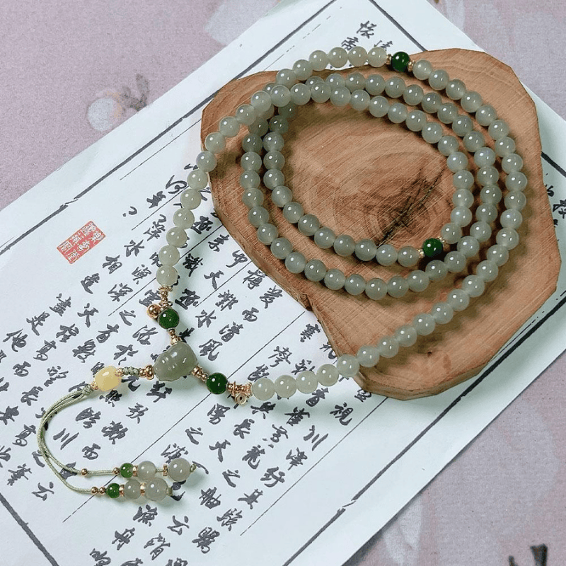 CHN-JJG0617-290 和田玉晴水108顆設計款長鏈 約6mm (包盒包證書) (A90)