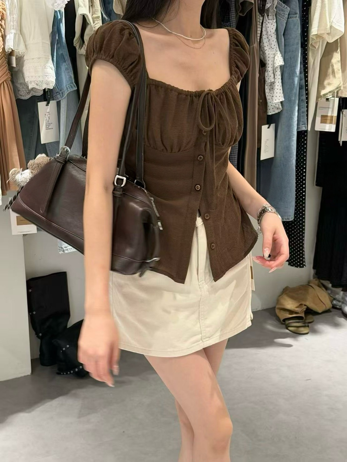 法式復古小飛袖上衣