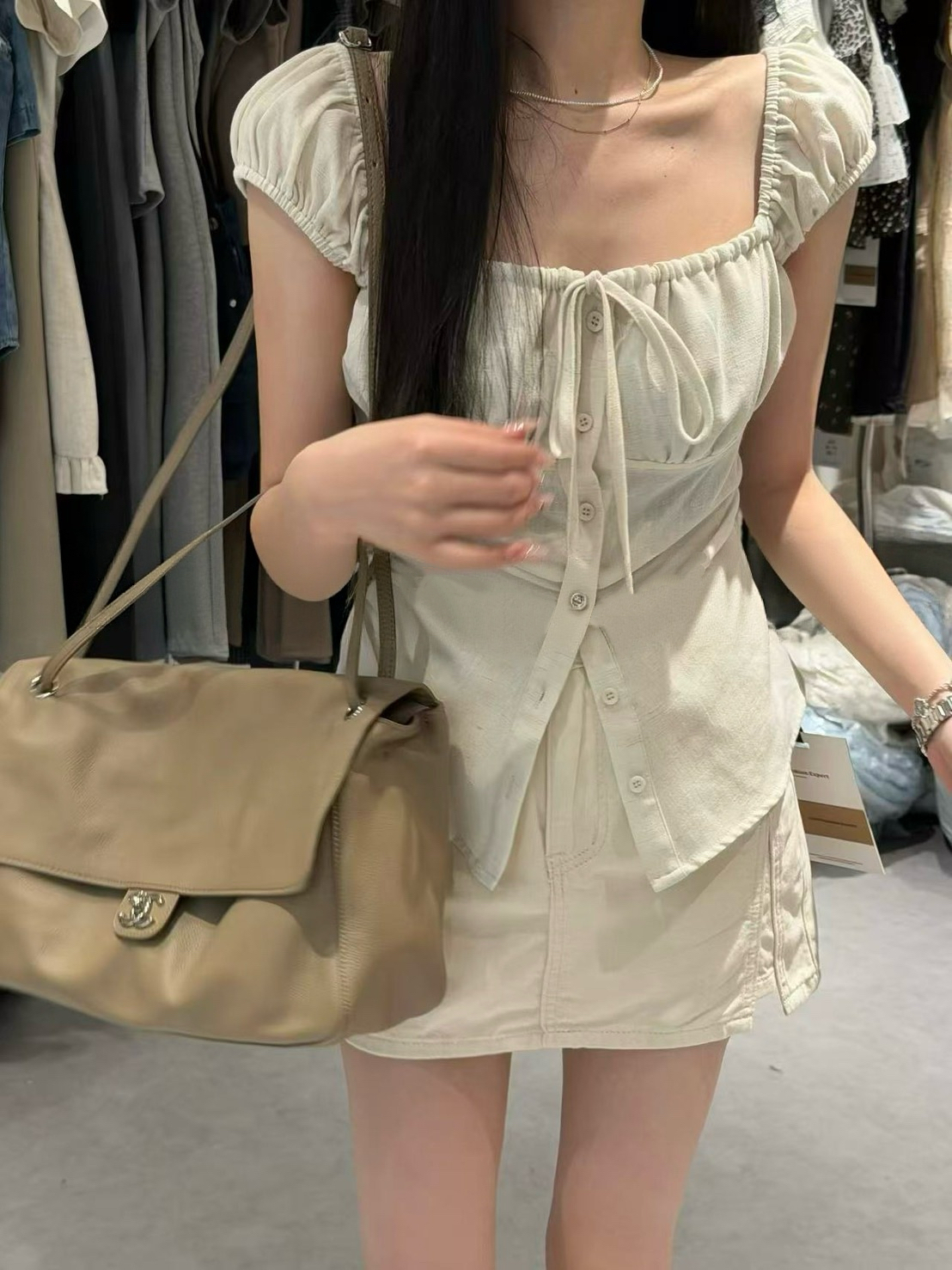 法式復古小飛袖上衣