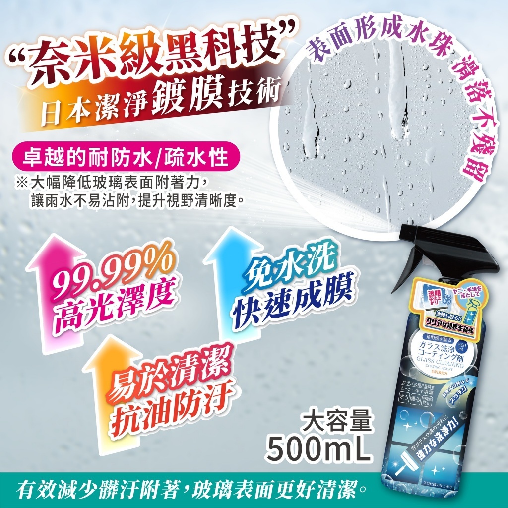 WSBB10066  日本黑科技NO.1💥【玻璃清潔鍍膜劑】500ml（8月中）