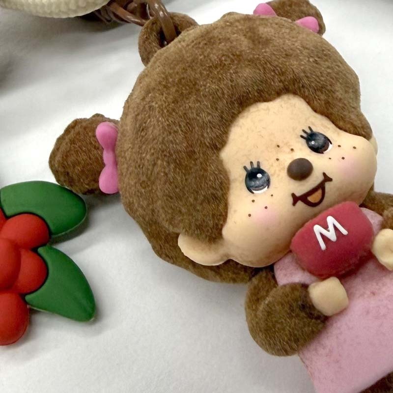 Monchhichi 蒙奇奇 萌趣趣 咖啡農場系列植絨掛件 粉色 MINISO-11 [台灣現貨]