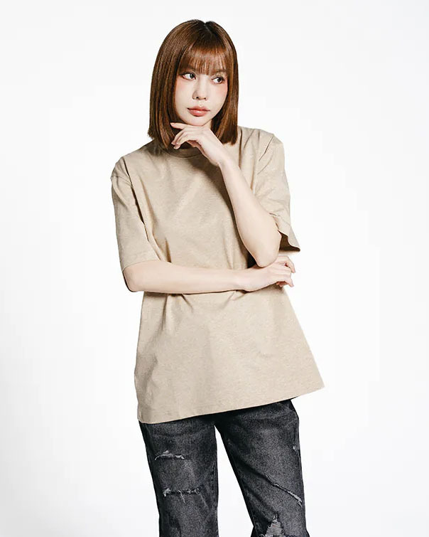 冰絲速乾重磅短T 女生麻花卡其